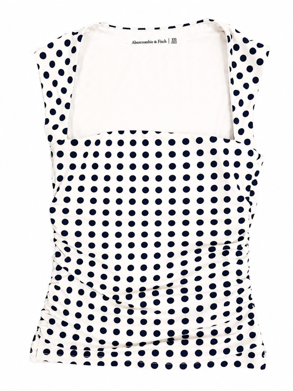 Abercrombie & Fitch White and Navy Polka Dot Cap Sleeve Top
